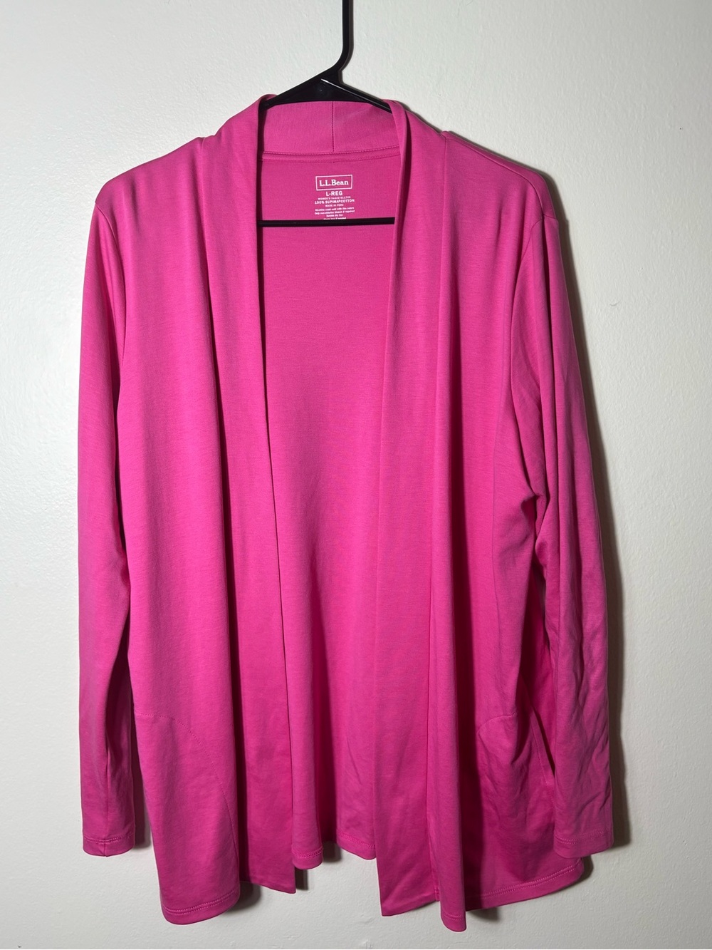L.L. Bean Women's Open-Front Cardigan in Bright Pink